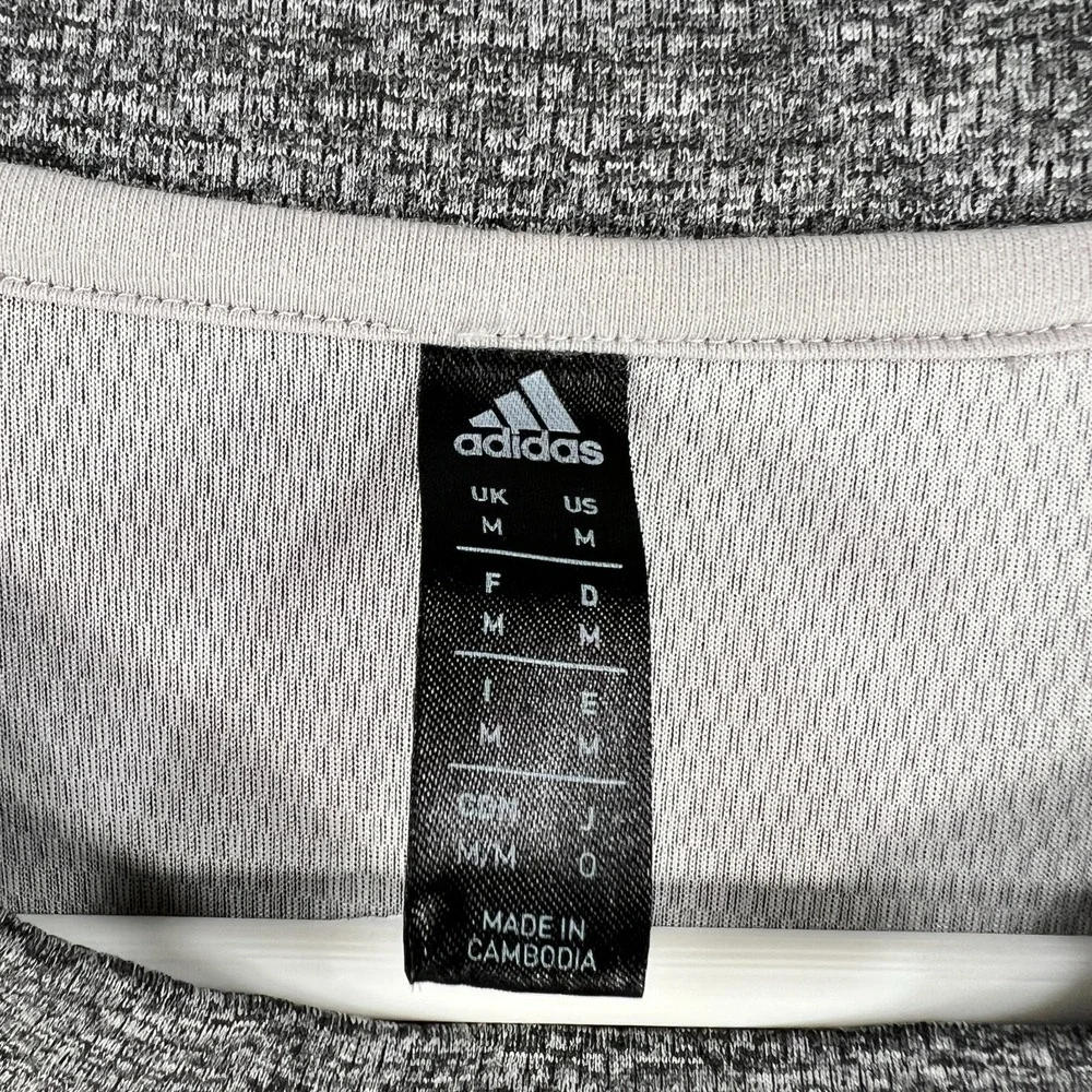 Adidas Shirt Mens Medium Gray Short Sleeve Active Workout Casual Performance